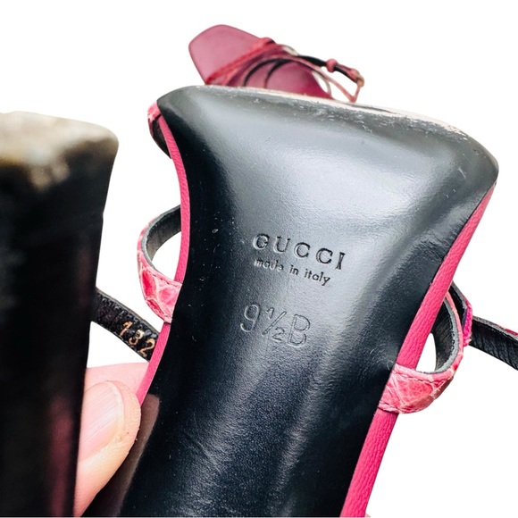 Gucci Authentic Snakeskin Leather Strappy Heels - Picture 8 of 14